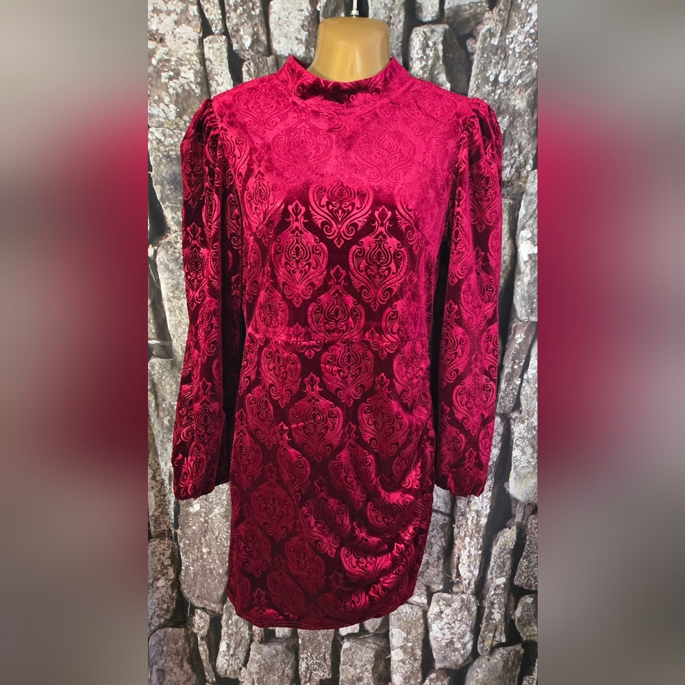 Red Velvet Long Sleeve Mini Dress